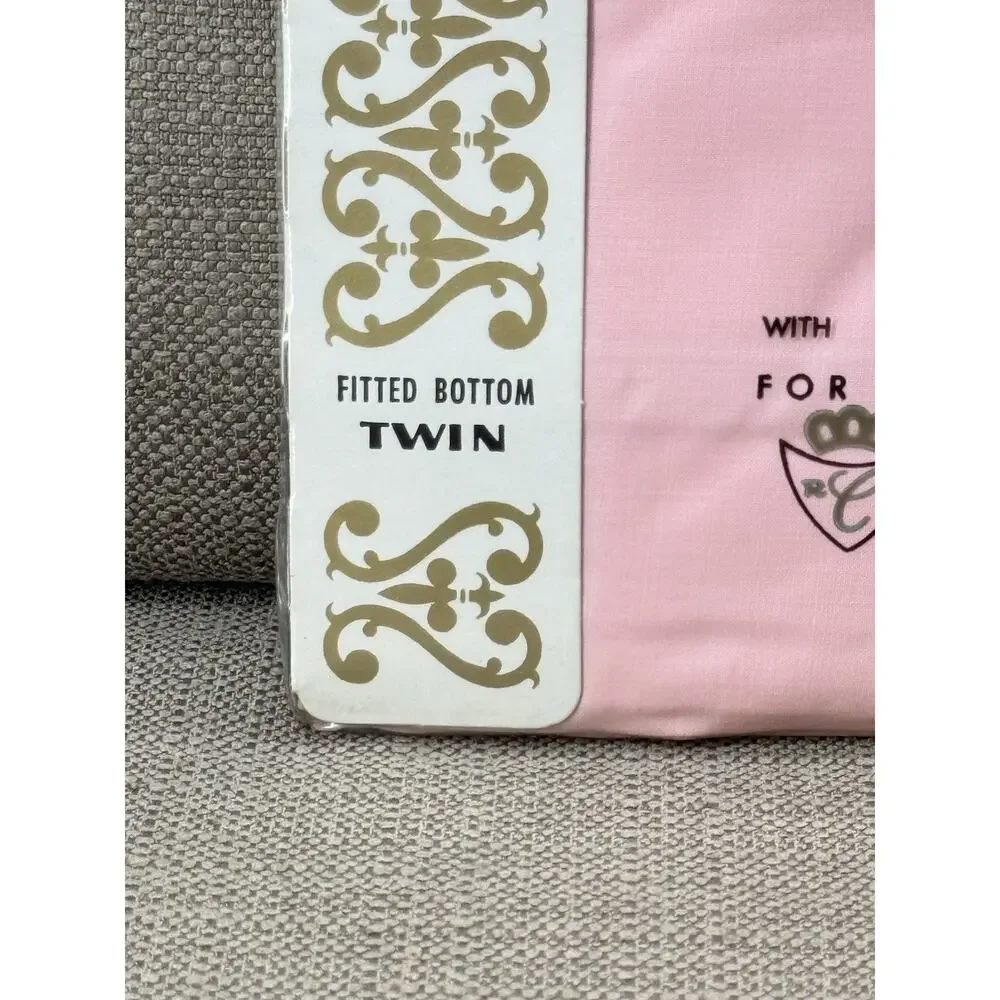 Vintage NOS Cannon Percale Twin Sheet Set Pink Pima Cotton Blend 4 Pc NIP